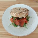 Multi seeded bagel with smoked salmon